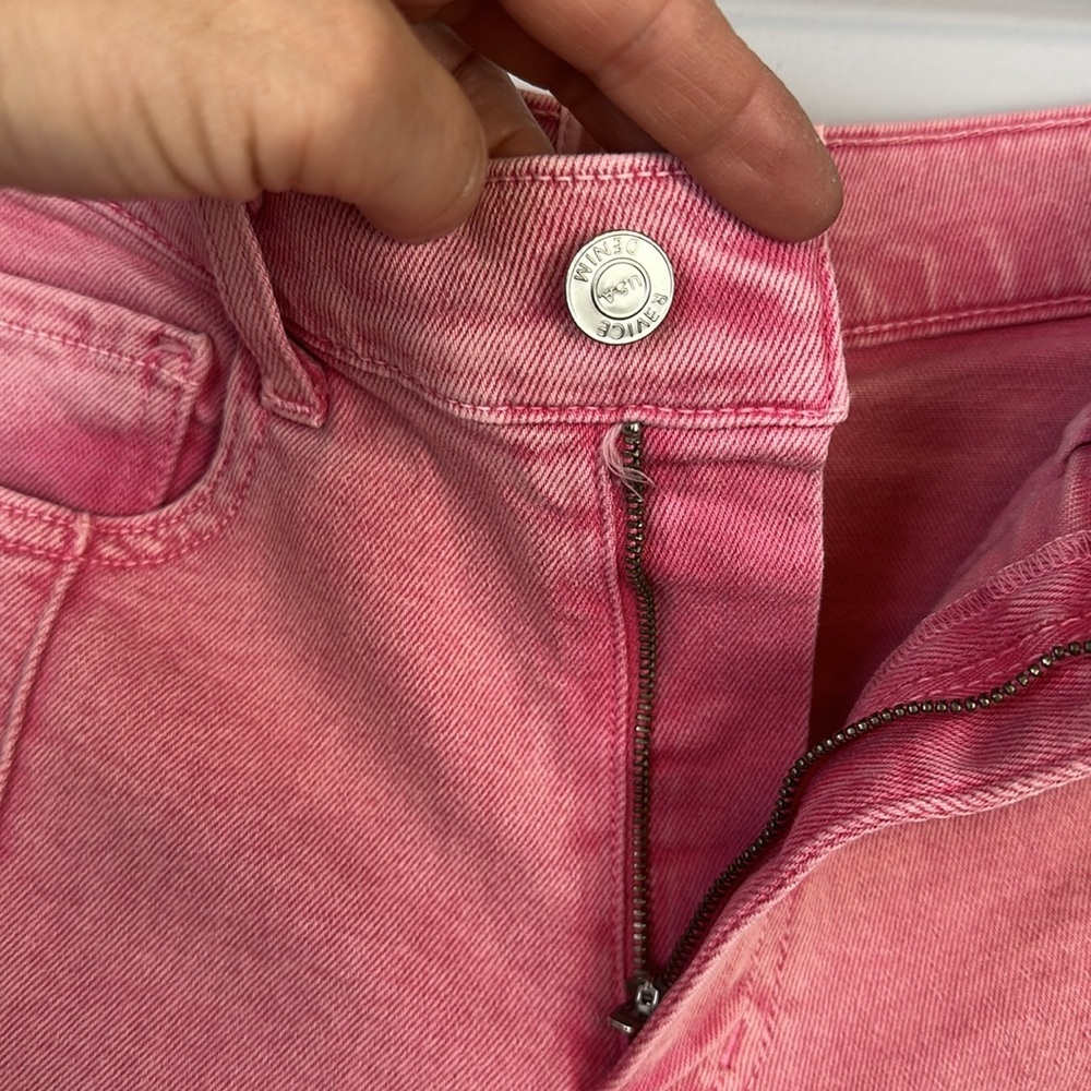 REVICE High Rise Pink Jean Short Frayed Hem Size 28 Cotton Stretch Star Back USA - Picture 9 of 16